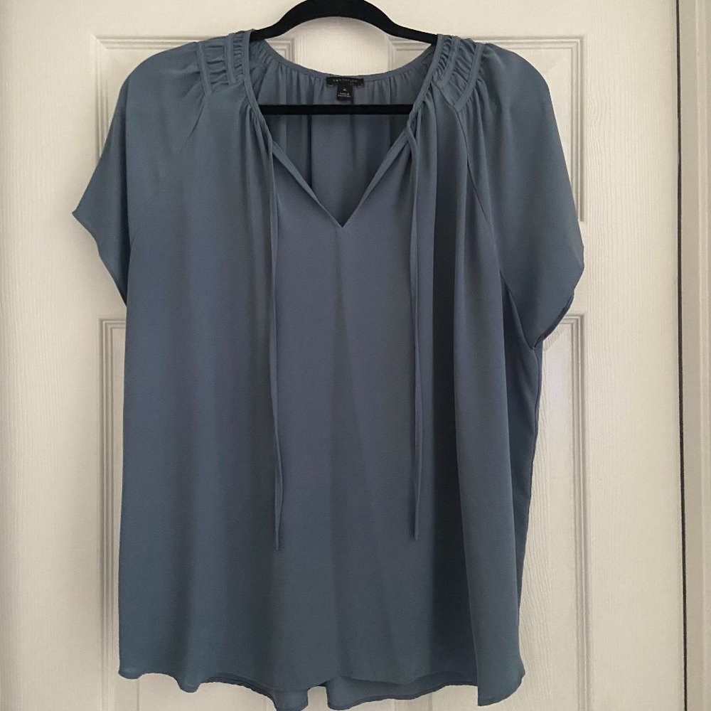 Ann Taylor cornflower blue shirt sleeve blouse - XL